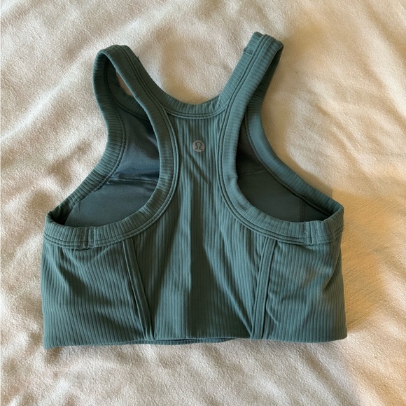 Green Ribbed Crop Top - Picture 2 of 4